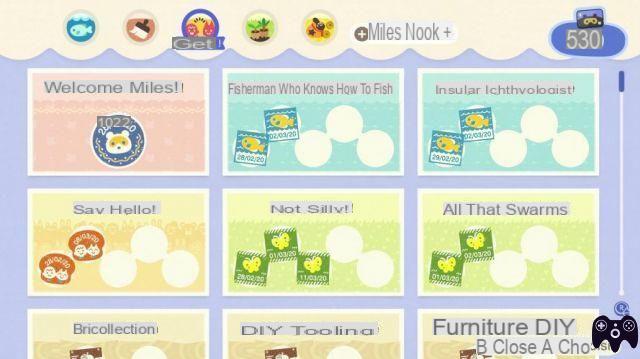Elenco dei risultati raggiunti da Miles Nook: Animal Crossing New Horizons